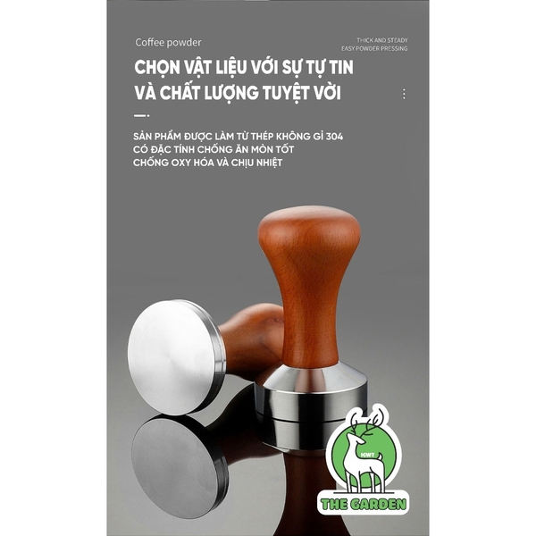 Tamper nén café 58mm | Tay cầm inox hoặc gỗ