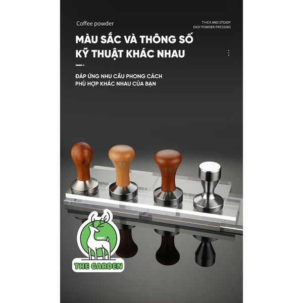 Tamper nén café 58mm | Tay cầm inox hoặc gỗ