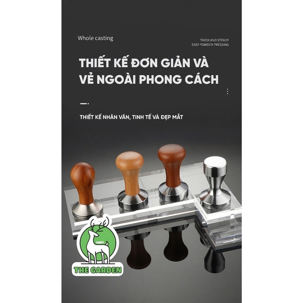 Tamper nén café 58mm | Tay cầm inox hoặc gỗ