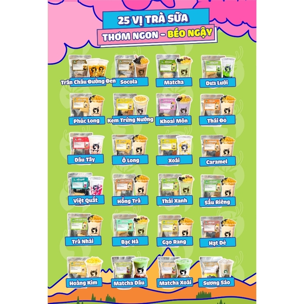 Set nguyên liệu trà sữa Tự Pha THE GARDEN | 30-35 Ly | Nhiều vị