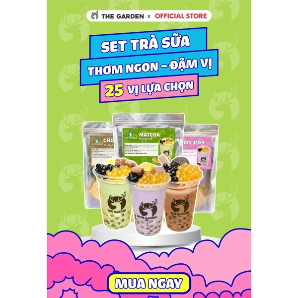 Set nguyên liệu trà sữa Tự Pha THE GARDEN | 30-35 Ly | Nhiều vị