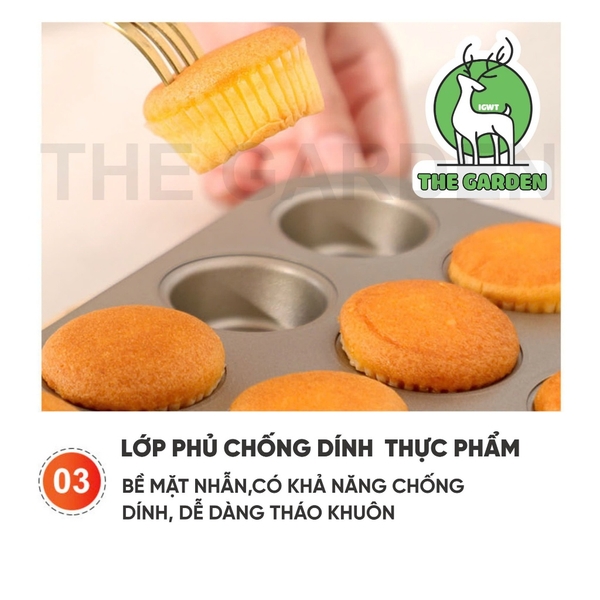 Khuôn nướng bánh Cupcake | Thép Carbon chống dính | Nhiều kích thước