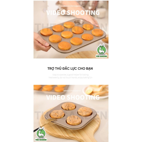 Khuôn nướng bánh Cupcake | Thép Carbon chống dính | Nhiều kích thước