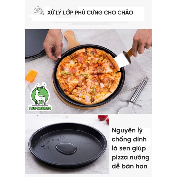 Khay nướng bánh Pizza | Thép carbon chống dính | Đường kính 16 - 18 - 20 - 23 - 26 cm