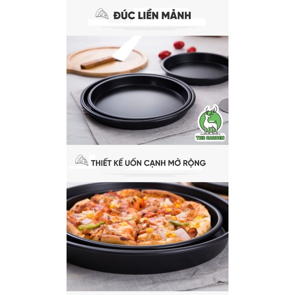 Khay nướng bánh Pizza | Thép carbon chống dính | Đường kính 16 - 18 - 20 - 23 - 26 cm