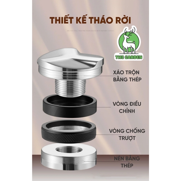 Tamper OCD 58mm nén cà phê | Đầu đôi | Chất liệu Inox 304