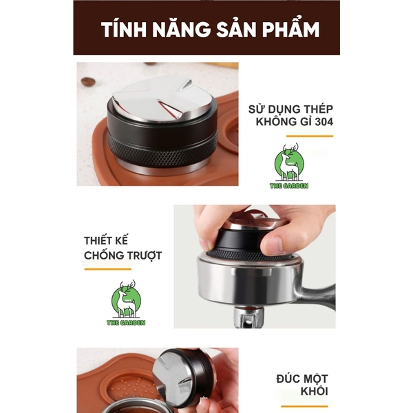 Tamper OCD 58mm nén cà phê | Đầu đôi | Chất liệu Inox 304