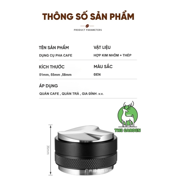 Tamper OCD 58mm nén cà phê | Đầu đôi | Chất liệu Inox 304