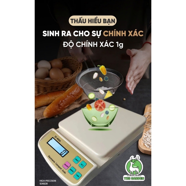 Cân Tiểu Ly Điện Tử | Model SF400A Nâng Cấp | Định lượng 5kg - 1g | Có đèn LED | Sạc điện