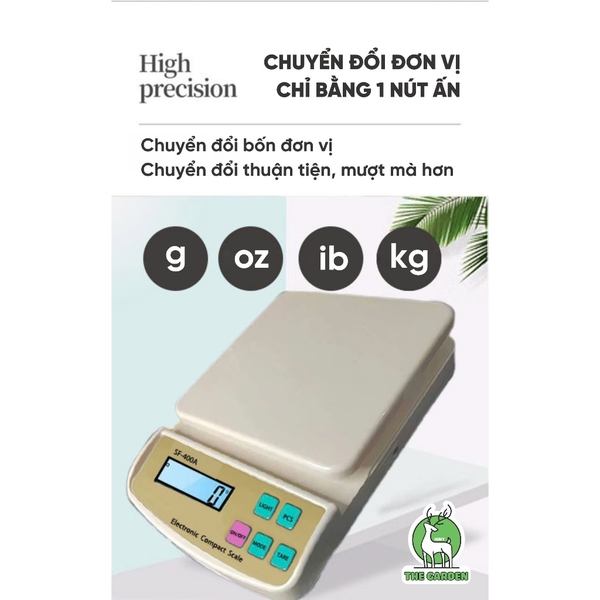 Cân Tiểu Ly Điện Tử | Model SF400A Nâng Cấp | Định lượng 5kg - 1g | Có đèn LED | Sạc điện
