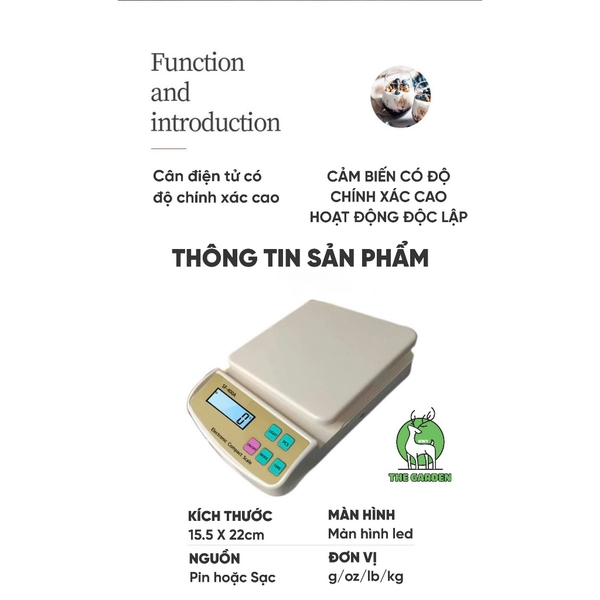 Cân Tiểu Ly Điện Tử | Model SF400A Nâng Cấp | Định lượng 5kg - 1g | Có đèn LED | Sạc điện