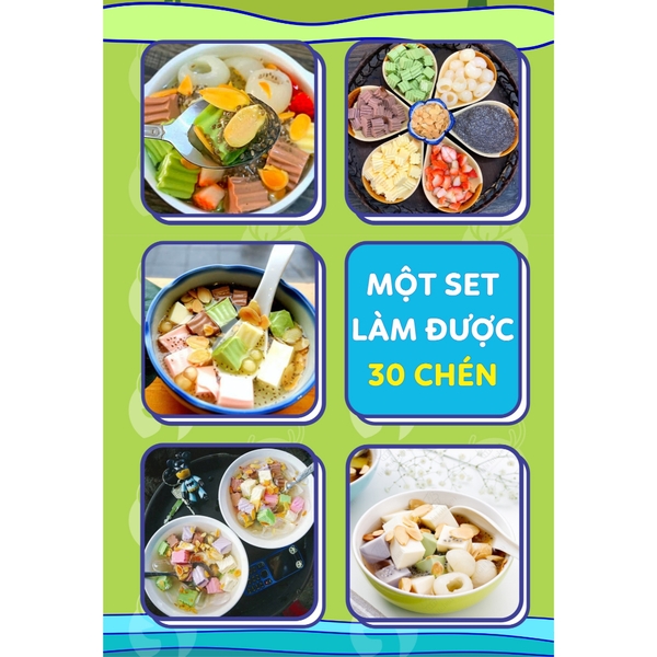 Set nguyên liệu Chè khúc bạch | 3 vị Matcha, Chocolate, Nguyên bản| Set 25 chén