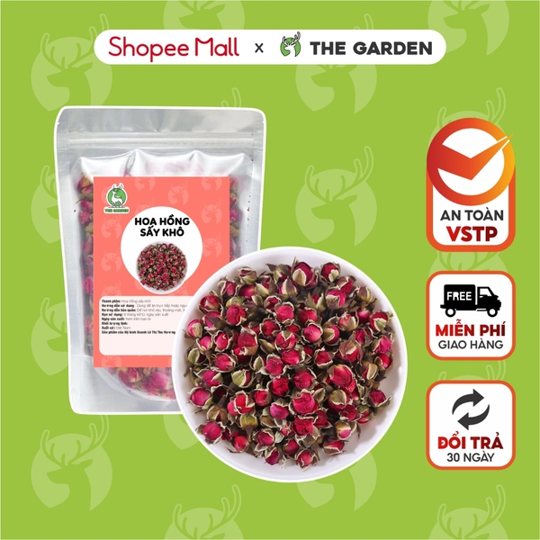 Hoa hồng khô nụ sấy lạnh làm đẹp da, tăng cường sức Khoẻ, ngủ ngon giấc 100GR - THE GARDEN