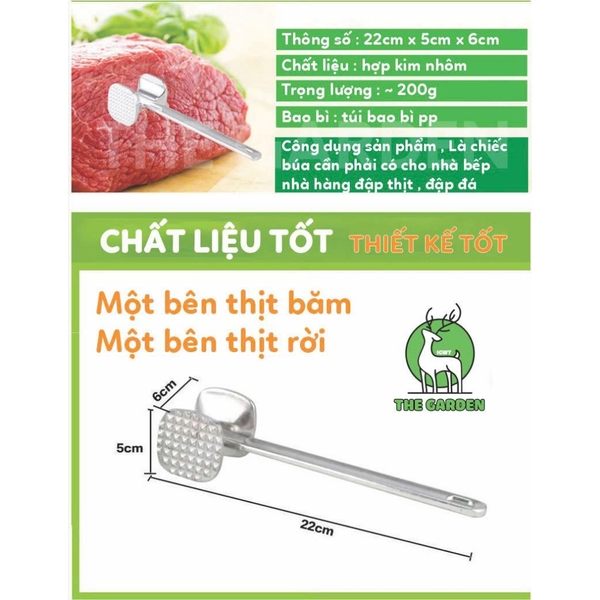 Búa đập đá | Chất liệu inox | Chiều dài 20cm
