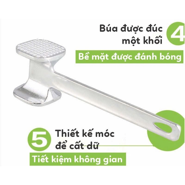 Búa đập đá | Chất liệu inox | Chiều dài 20cm