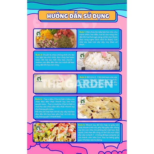 Set nguyên liệu làm kẹo nougat hạnh phúc THE GARDEN | 15 nguyên liệu | Thành phẩm 60 viên