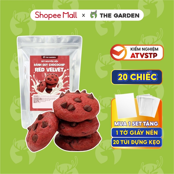 Set nguyên liệu làm bánh Chocochip Cookie | Thành phẩm 20 chiếc | 3 Vị Redvelvet - Socola - Matcha