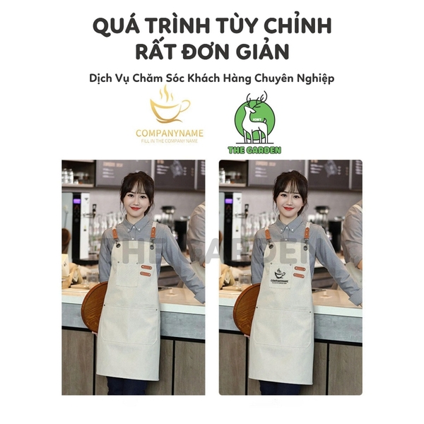 Tạp dề pha chế dài vải Canvas cao cấp | Chỉnh dây đeo | Nhiều màu