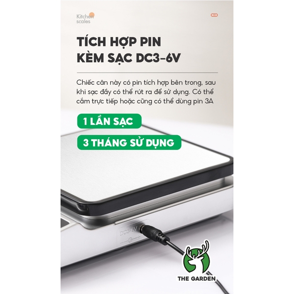 Cân Tiểu ly Điện Tử chống nước | Model TG-07 | Định lượng 3kg-0.1g | Có đèn LED | Sạc điện