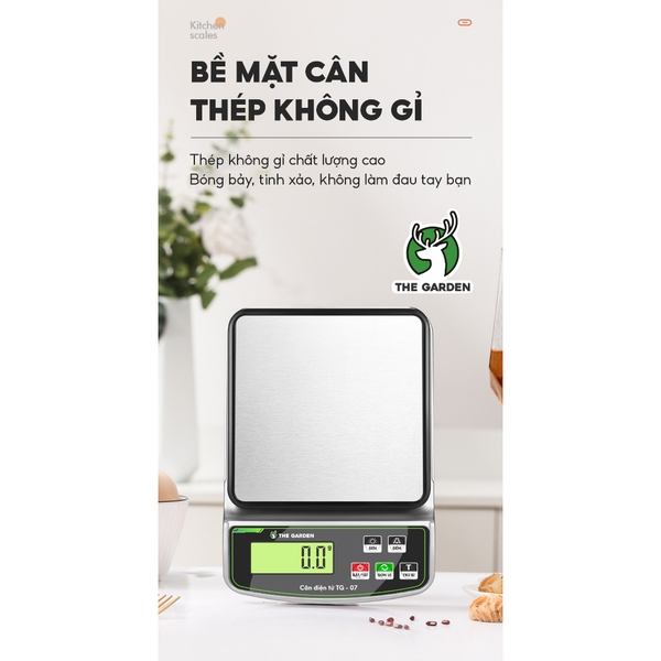 Cân Tiểu ly Điện Tử chống nước | Model TG-07 | Định lượng 3kg-0.1g | Có đèn LED | Sạc điện