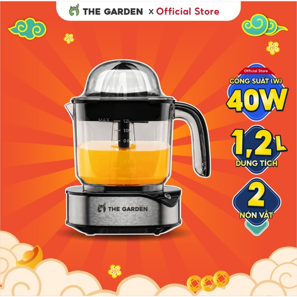 Máy Vắt Cam THE GARDEN TG-40 – Dung tích lớn 1.2L, Có Hai Đầu Vắt Lớn – Nhỏ, Công Suất 40W, Vắt Kiệt Nước