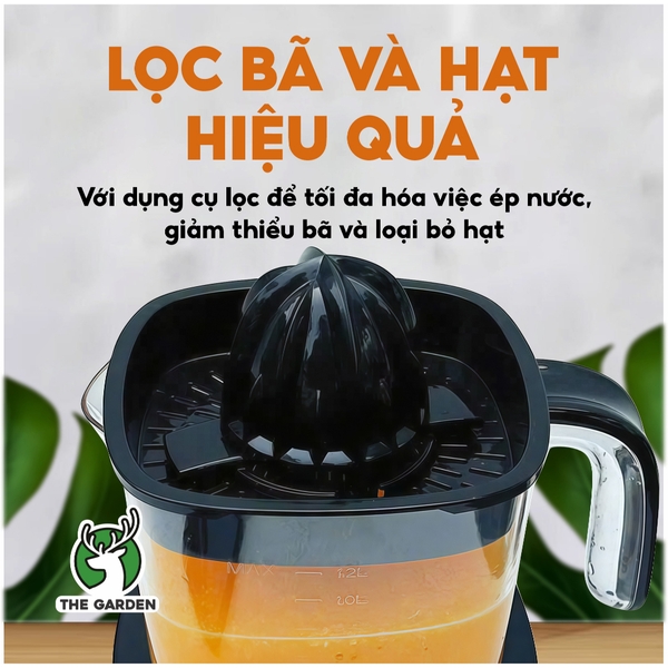 Máy Vắt Cam THE GARDEN TG-40 – Dung tích lớn 1.2L, Có Hai Đầu Vắt Lớn – Nhỏ, Công Suất 40W, Vắt Kiệt Nước