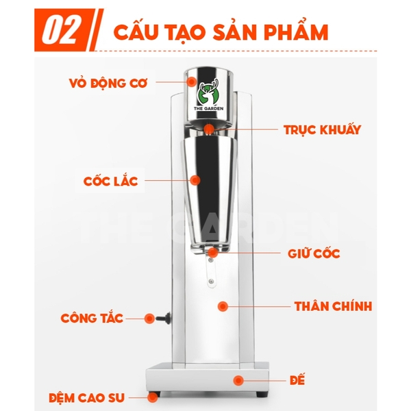 Máy khuấy trà - lắc sữa - đánh sữa MilkShake THE GARDEN IGWT MS-1 - 2 đầu đánh - 2 tốc độ