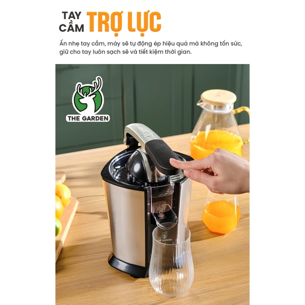 Máy Ép Cam, Máy Vắt Cam Chuyên Dụng THE GARDEN TG-160 công suất 160W, vắt kiệt bã