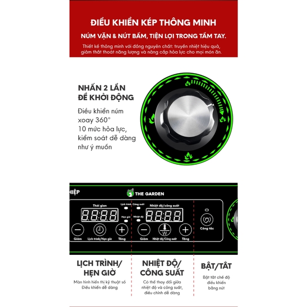 Bếp từ công nghiệp GREENFIRE GF-5000 bếp công suất lớn 5000W phiên bản Tiếng Việt