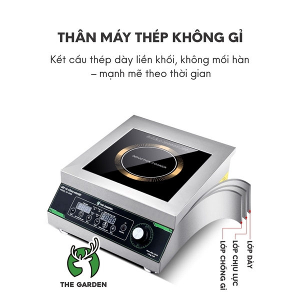 Bếp từ công nghiệp GREENFIRE GF-5000 bếp công suất lớn 5000W phiên bản Tiếng Việt