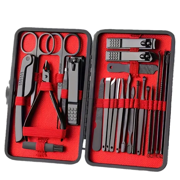 Ultimate Nail Care Kit 24pcs - Professional Grade Manicure and Pedicure Set with Portable Travel Case, Cuticle Nippers, Cutter, and Grooming Tools for Salon-Quality Results at Home or On-The-Go . (24-gabalu nagu kopšanas komplektu)