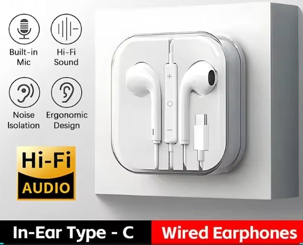 USB C Earbuds, Bass Stereo Headphones, In-Ear Headphones Earphones for Calls and Music, C-Type Wired Headphones, Audio Electronic Products