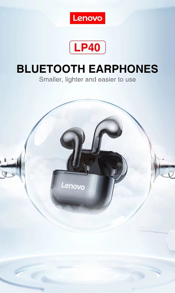 Lenovo Lp40 Pro Headset Updated New Version Tws Earphones Bt5.0 Wireless 9d Stereo Waterproof Mini Earbuds