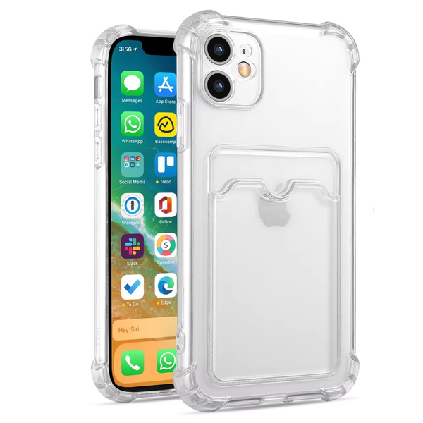 Protective Phone Case With Transparent Wallet Card Slot And Shockproof For IPhone +Plus With Card Holder