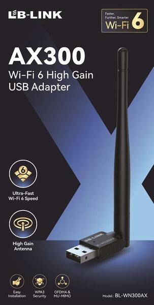 WN300AX AX300 WiFi 6 Bộ chuyển đổi USB có ăng -ten tăng cao