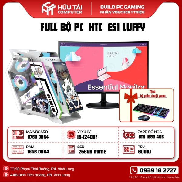 FULL BỘ PC HTC ES1 LUFFY (Main B760, CPU i5-12400F, GTX 1650 4GB, Ram 16GB, SSD 256GB NVME, PSU 600W)
