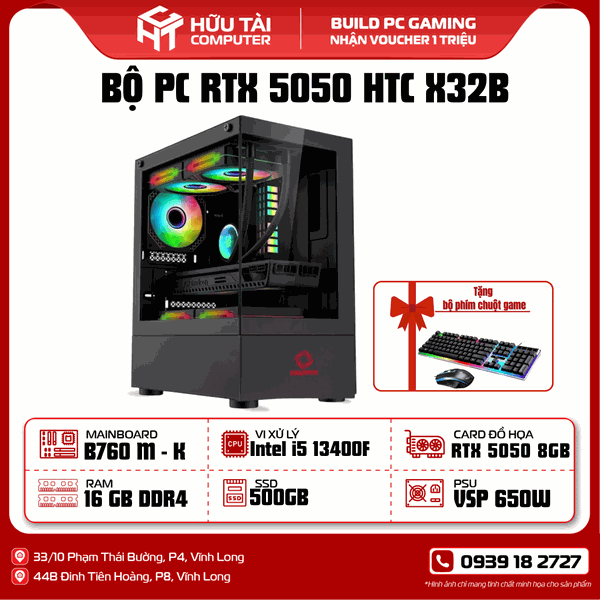 PC RTX 5050 HTC X32B (B760M, i5 13400F, RTX 5050, SSD 500GB, HDD 1TB, 16GB/3200, 650W)