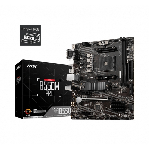 Mainboard MSI B550M PRO (AMD B550, Socket AM4, m-ATX, 2 khe RAM DRR4)