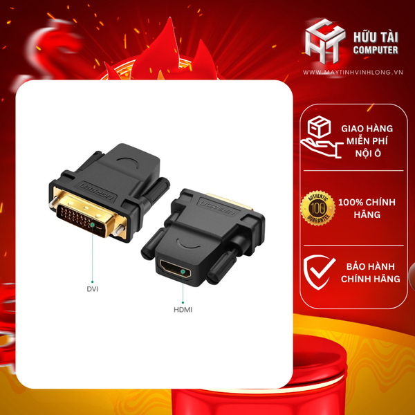 Đầu chuyển đổi DVI 24+1 to HDMI chính hãng Ugreen 20124
