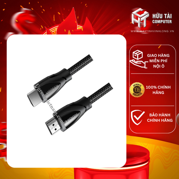 Ugreen 80402 1.5M HDMI 2.1 8K 60Hz 4K 120hz màu đen Cáp Ultra HD Cao Cấp HD140 20080402