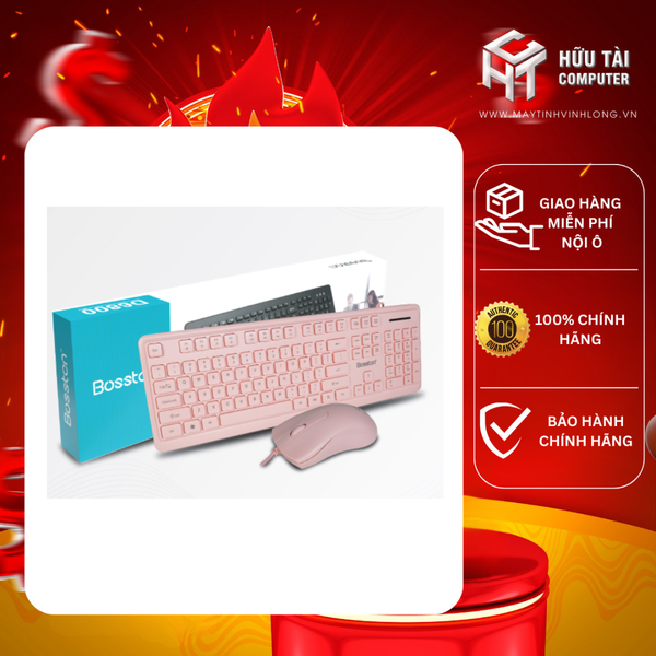 COMBO BÀN PHÍM + MOUSE BOSSTON D6800 PINK