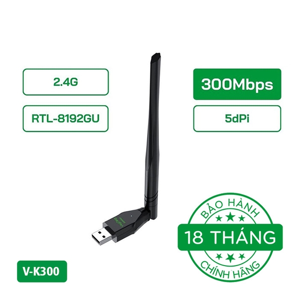 USB thu WiFi VegGieg RTL-8192GU 300Mbps (1 Angten) V-K300