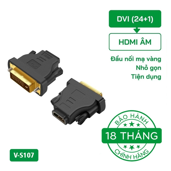 Đầu Chuyển Đổi VegGieg DVI (24+1) Dương sang HDMI Âm V-S107