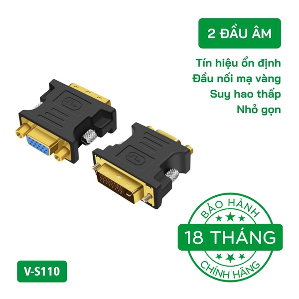 Đầu Chuyển Đổi VegGieg DVI (24+5) Dương Sang VGA Âm V-S110