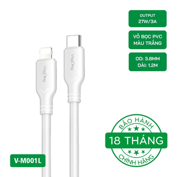 Cáp Sạc Nhanh VegGieg USB-C sang Lightning cho iPhone V-M001L