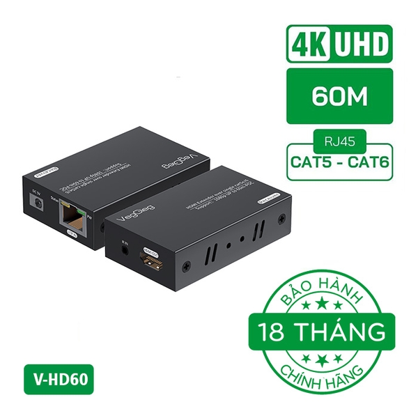 Bộ nối dài HDMI qua Lan (60m) VegGieg V-HD60