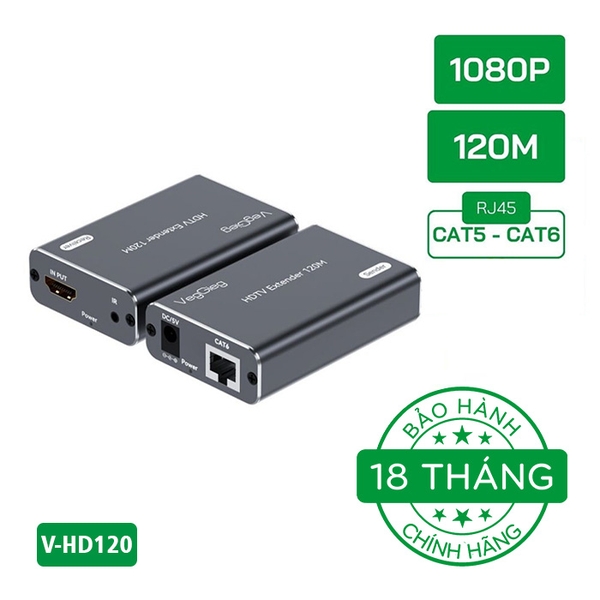 Bộ nối dài HDMI qua Lan (120m) VegGieg V-HD120