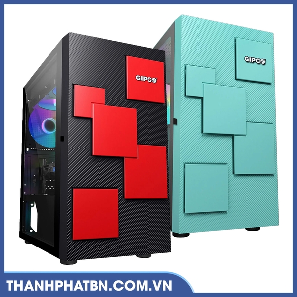 Vỏ case  máy tính GIPCO 5986 DR/DG (1 mặt kính, No Fan/Lắp main: MICO ATX/ITX)