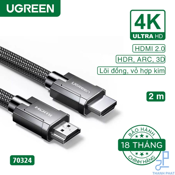Cáp HDMI 2.0 cao cấp dài 2m 4K@60Hz Ugreen 70324