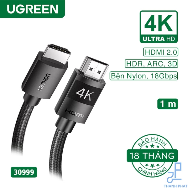 Cáp HDMI 2.0 bện nylon dài 1m 4K@60Hz Ugreen 30999